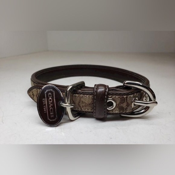 Coach Dog Coach Signature Monogram Leathercanvas Dog Collar M Poshmark